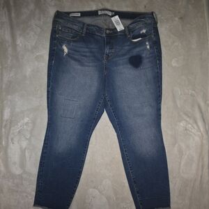 Torrid Blue Ankle Cropped Jeans with Distressed Details